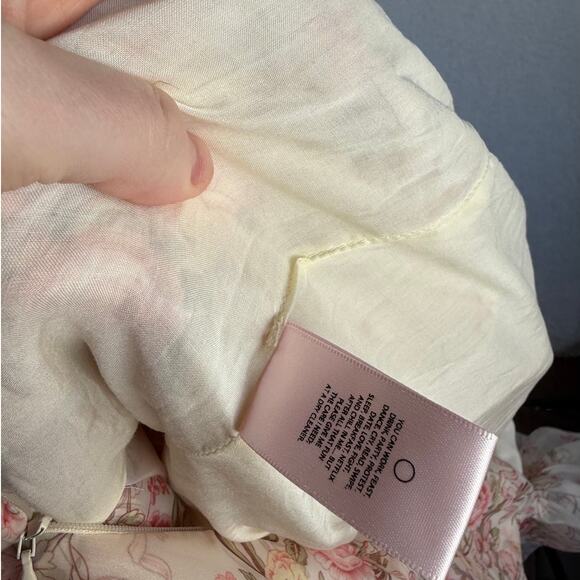 Selkie Cottagecore Fairy Puff Sleeve Bubble Pink Floral Dress Mini Small - Picture 10 of 10